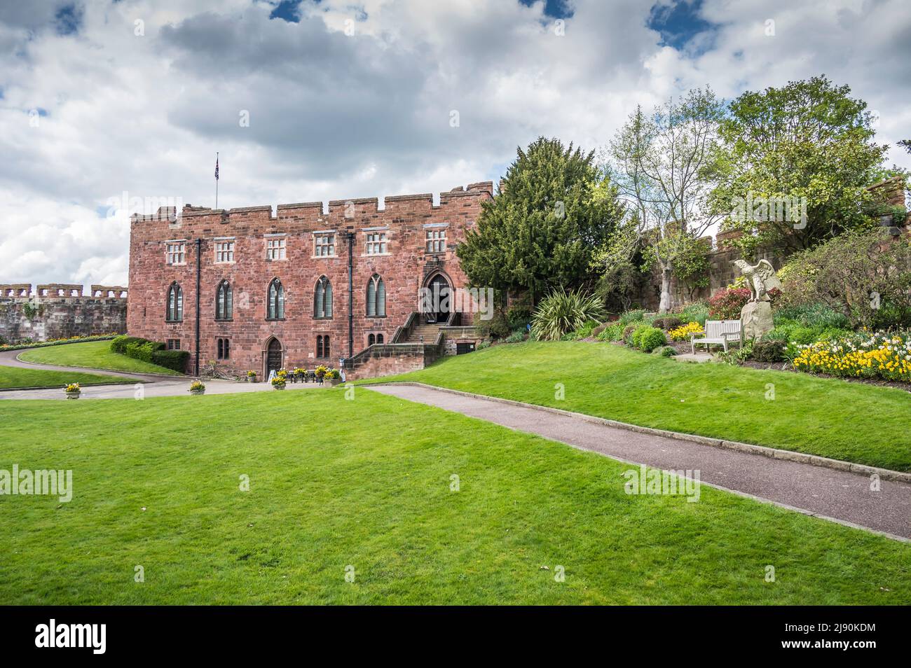 The image is of external grounds of Shrewsbury Castle and fortress that ...