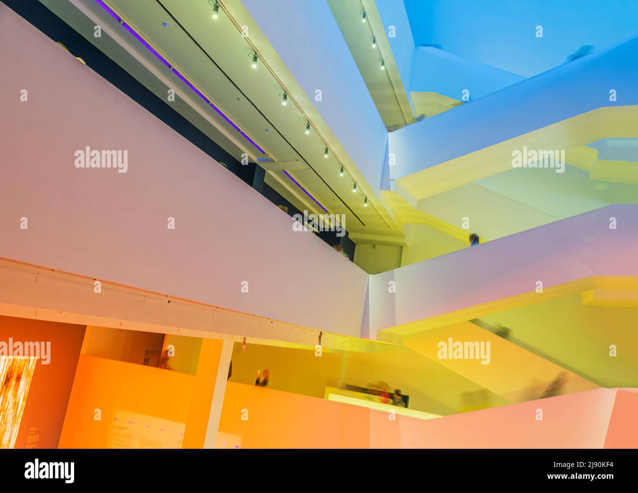 Abstract bright architecture background. Colorful internal space of modern building Stock Photo