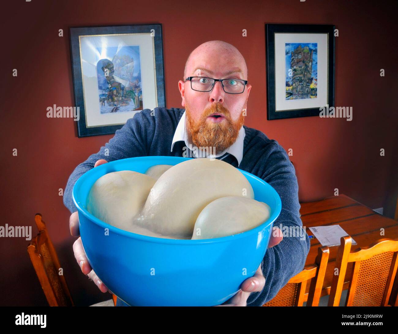 man with bread Stock Photo
