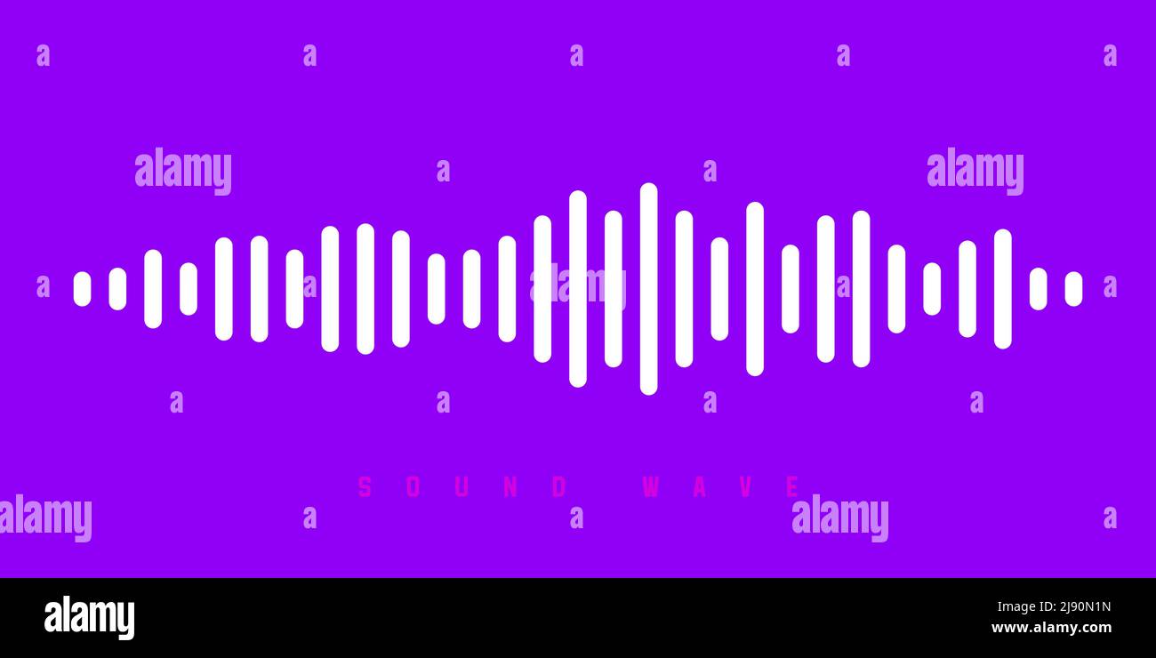 Waves of the equalizer sound isolated on pin or purple background. White sound wave or voice message. Vector Illustration. Stock Vector