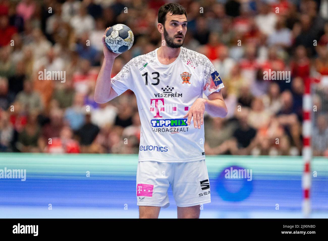 Aalborg, Denmark. 18th, May 2022. Petar Nenadic (13) of Telekom Veszprem seen in the EHF Champions League match between Aalborg Handball and Telekom Veszprem at Jutlander Bank Arena in Aalborg. (Photo credit: Gonzales Photo - Balazs Popal). Stock Photo