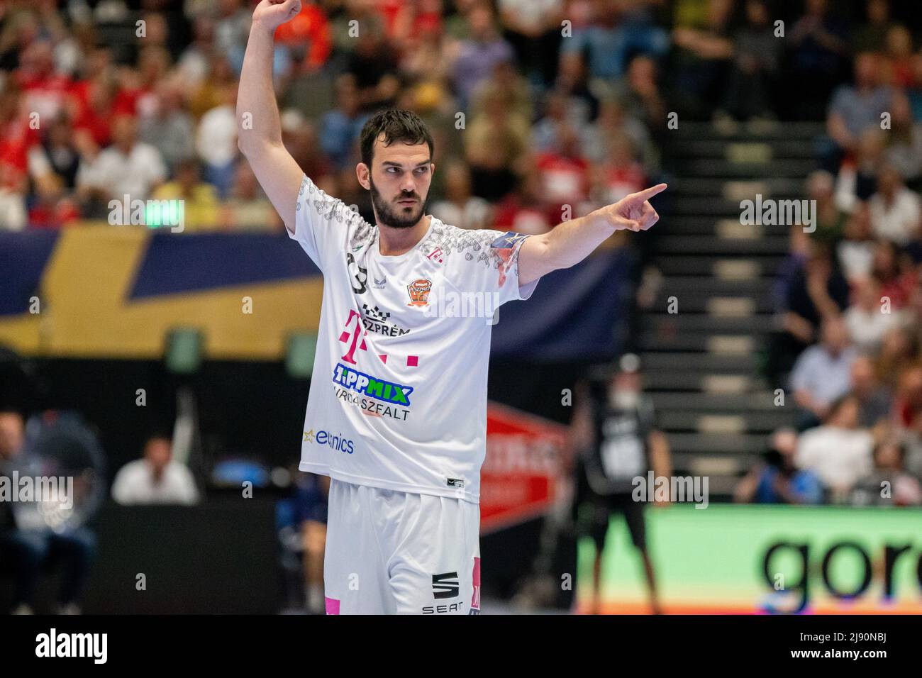 Aalborg, Denmark. 18th, May 2022. Petar Nenadic (13) of Telekom Veszprem seen in the EHF Champions League match between Aalborg Handball and Telekom Veszprem at Jutlander Bank Arena in Aalborg. (Photo credit: Gonzales Photo - Balazs Popal). Stock Photo