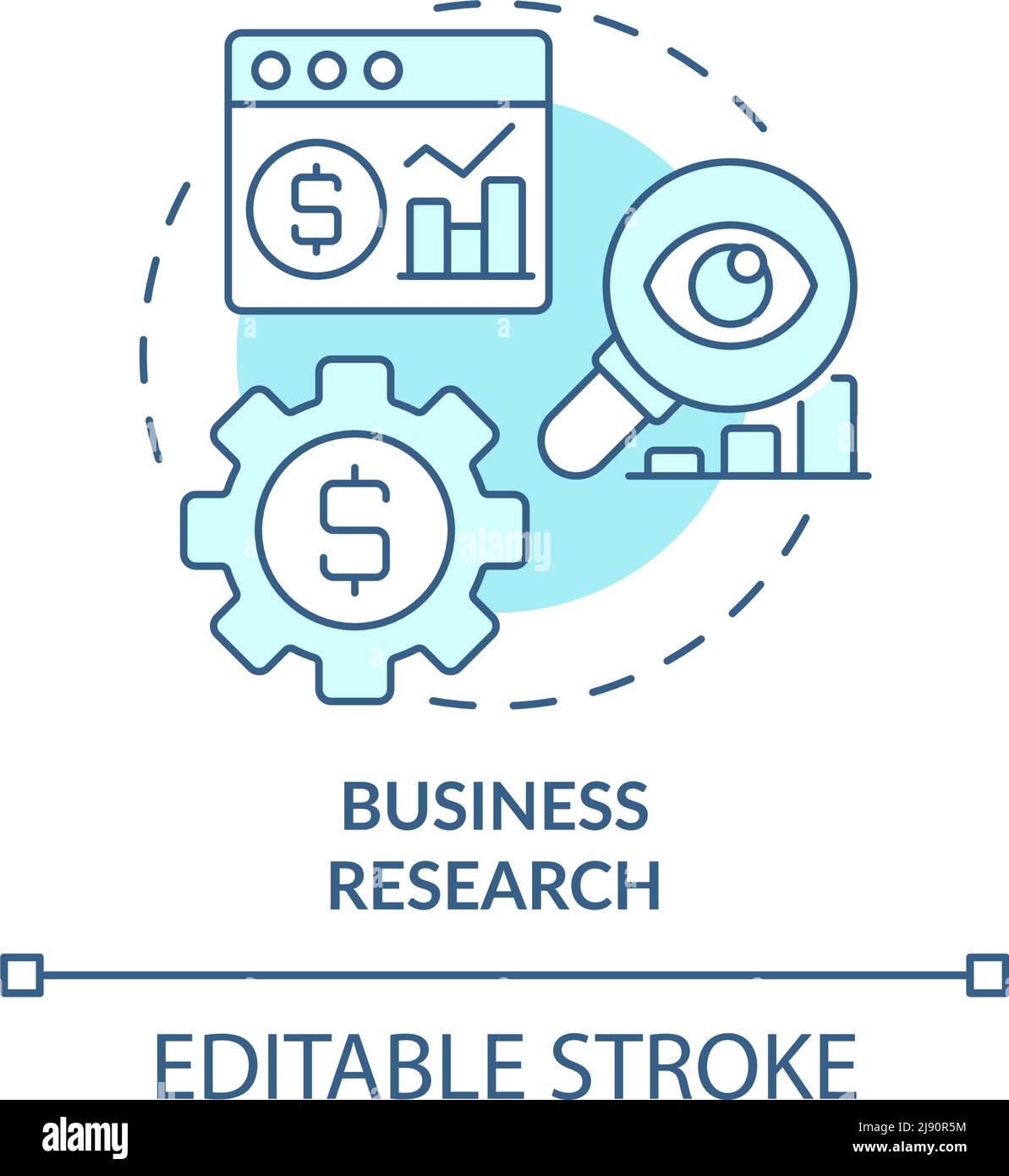 Business research turquoise concept icon Stock Vector