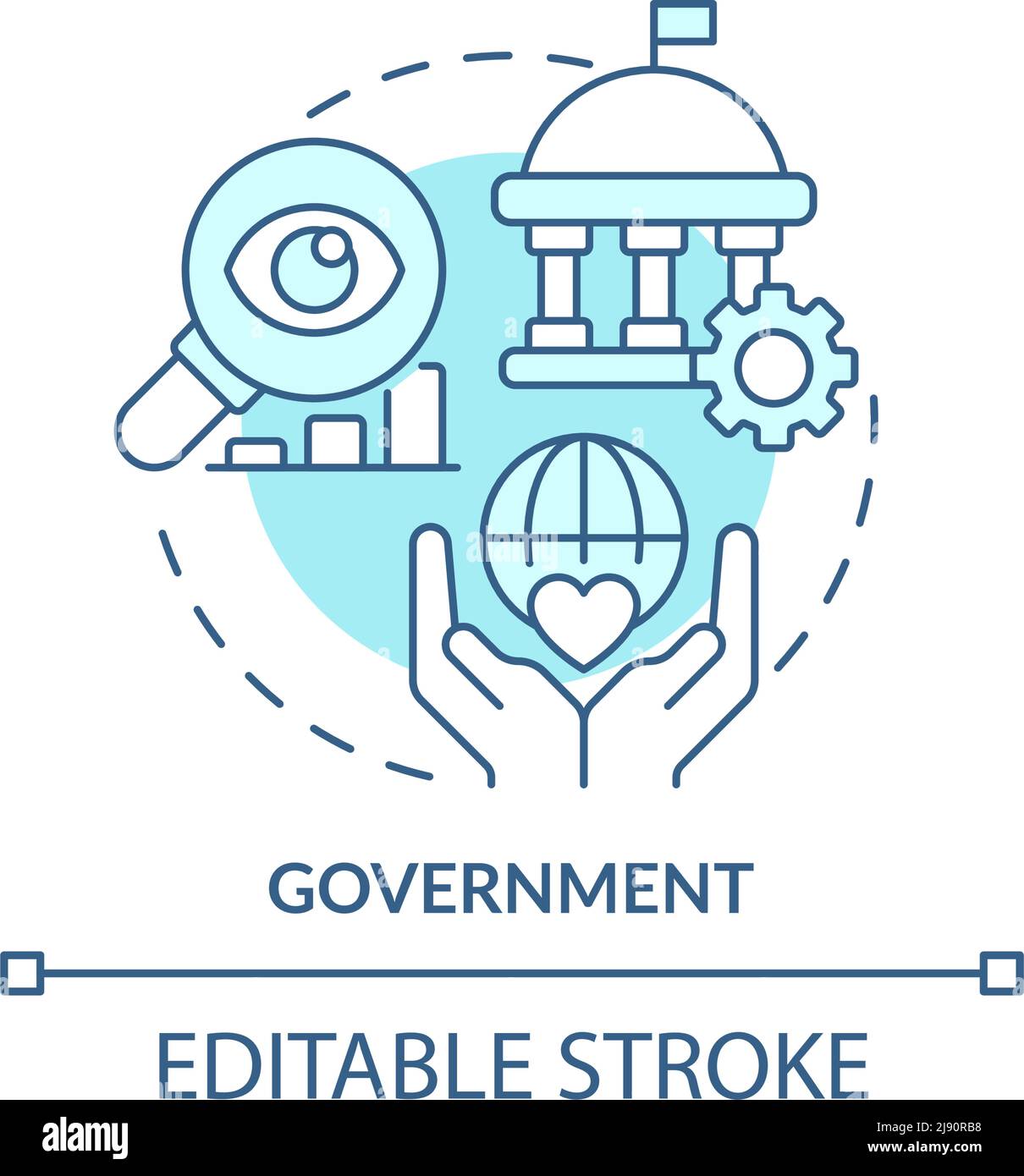 Government turquoise concept icon Stock Vector