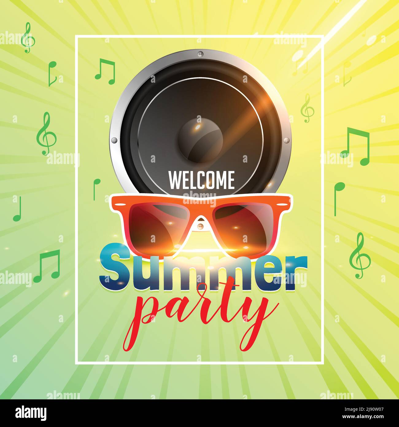 Summer Party Flyer Design With Speaker Stock Vector Image Art Alamy