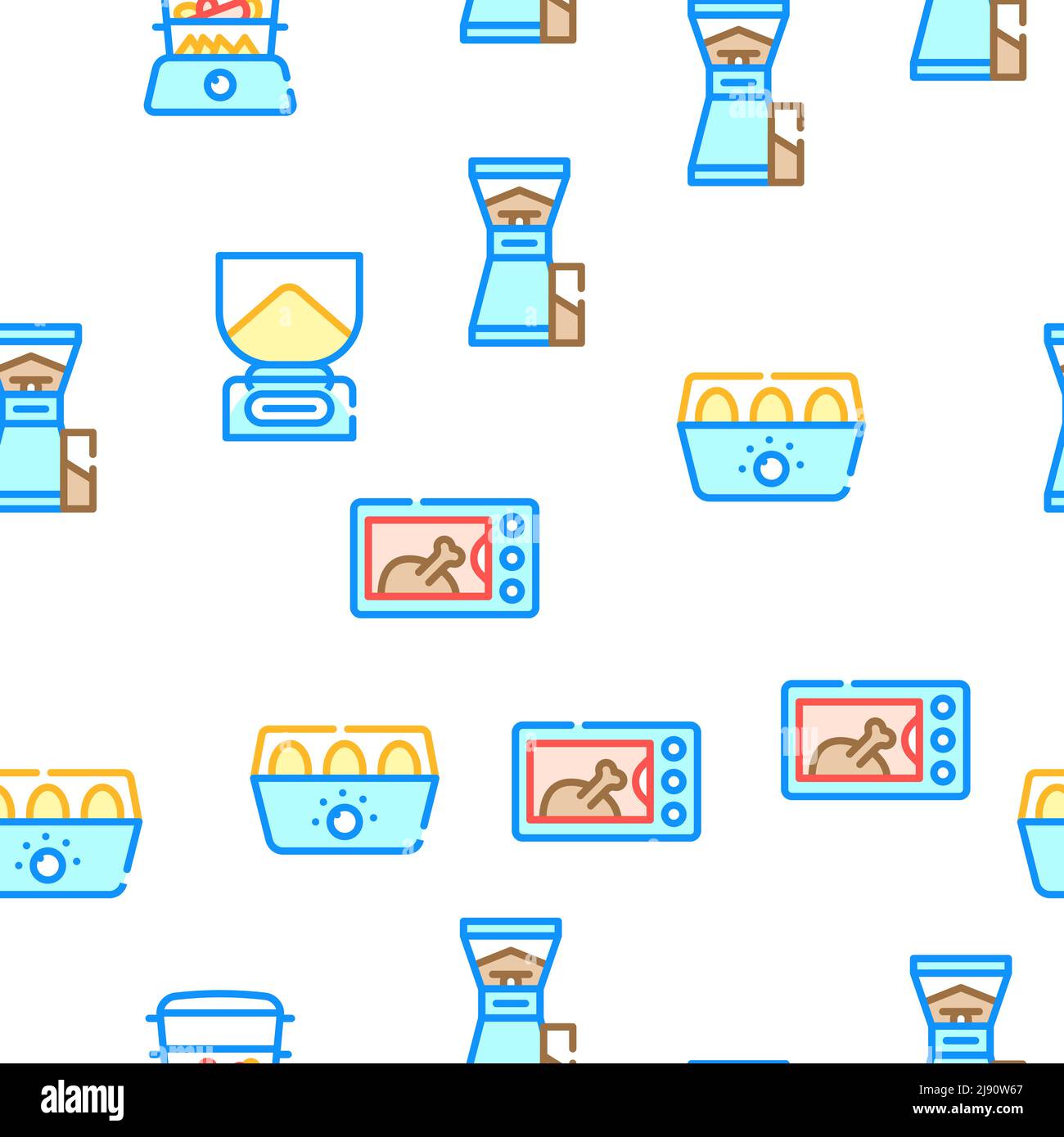 Kitchen Electronics Collection Icons Set Vector Illustrations Stock ...