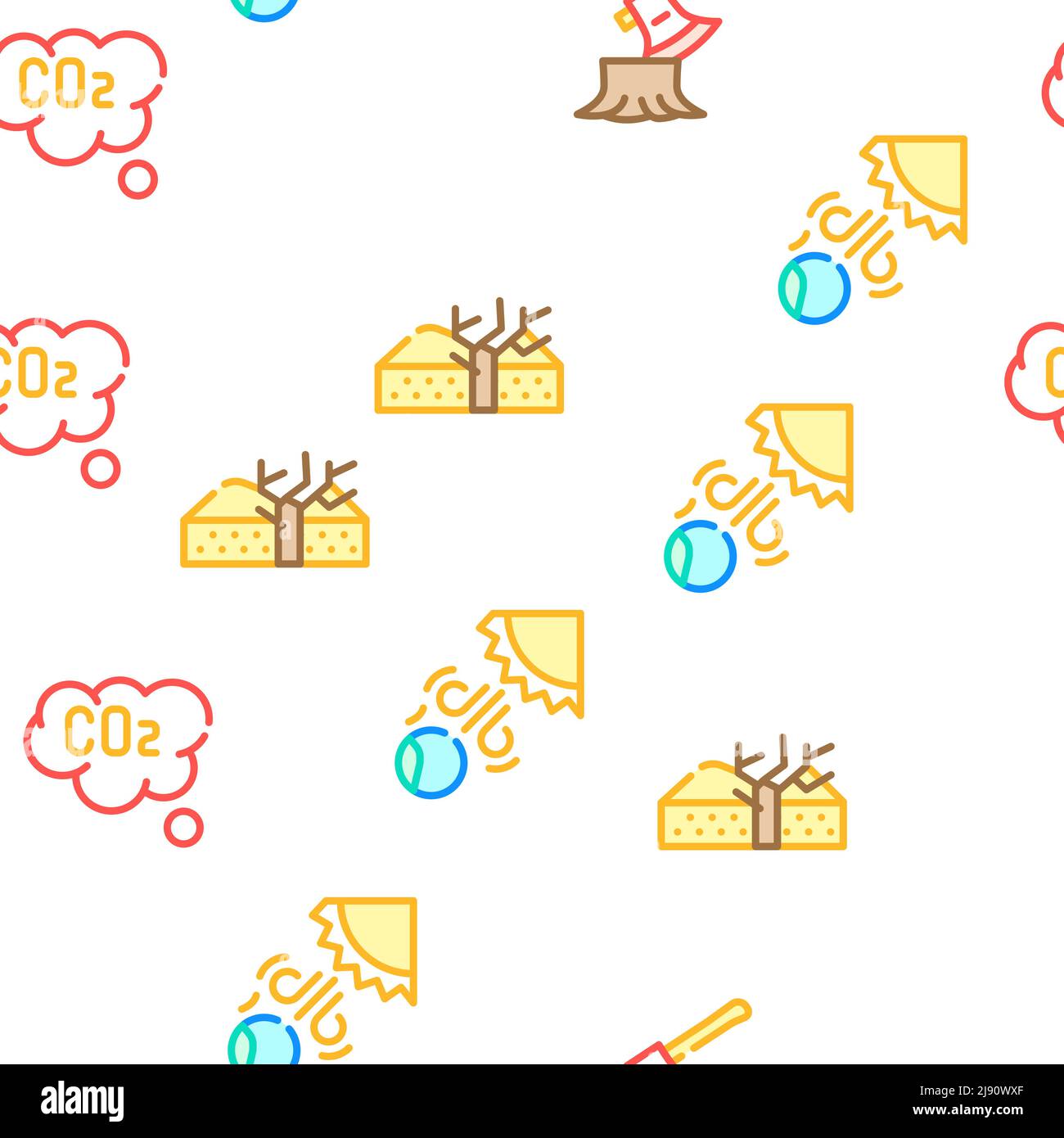 Global Warming Problem Collection Icons Set Vector Stock Vector Image ...