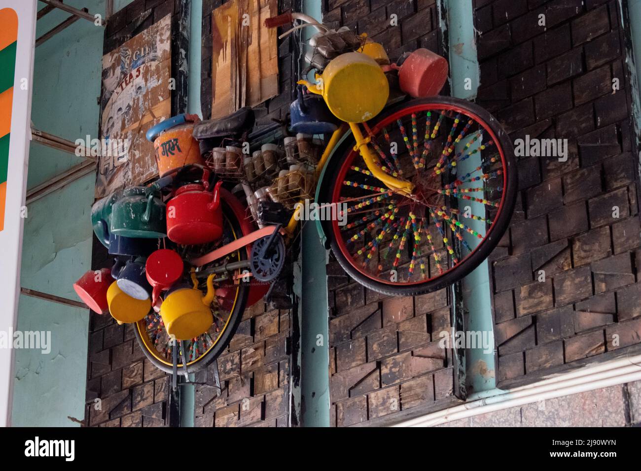 Show piece bicycle is hanged on the wall Stock Photo