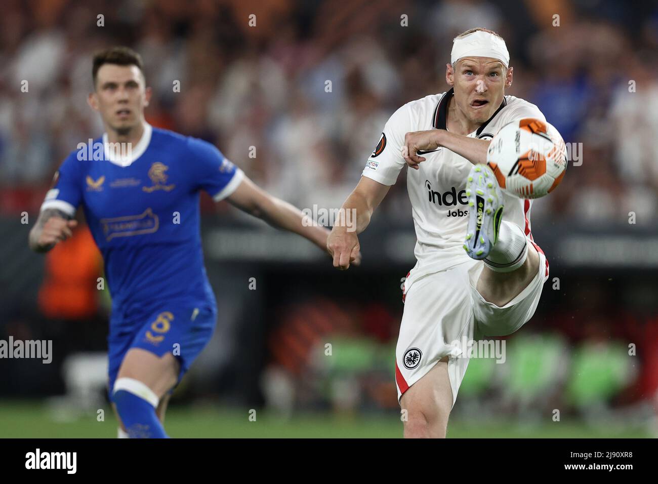 Seville, Spain. 18th May, 2022. Sebastian Rode (Eintracht Frankfurt) in action during UEFA Europa League 2022 Final - Eintracht vs Rangers, football Europa League match in Seville, Spain, May 18 2022 Credit: Independent Photo Agency/Alamy Live News Stock Photo