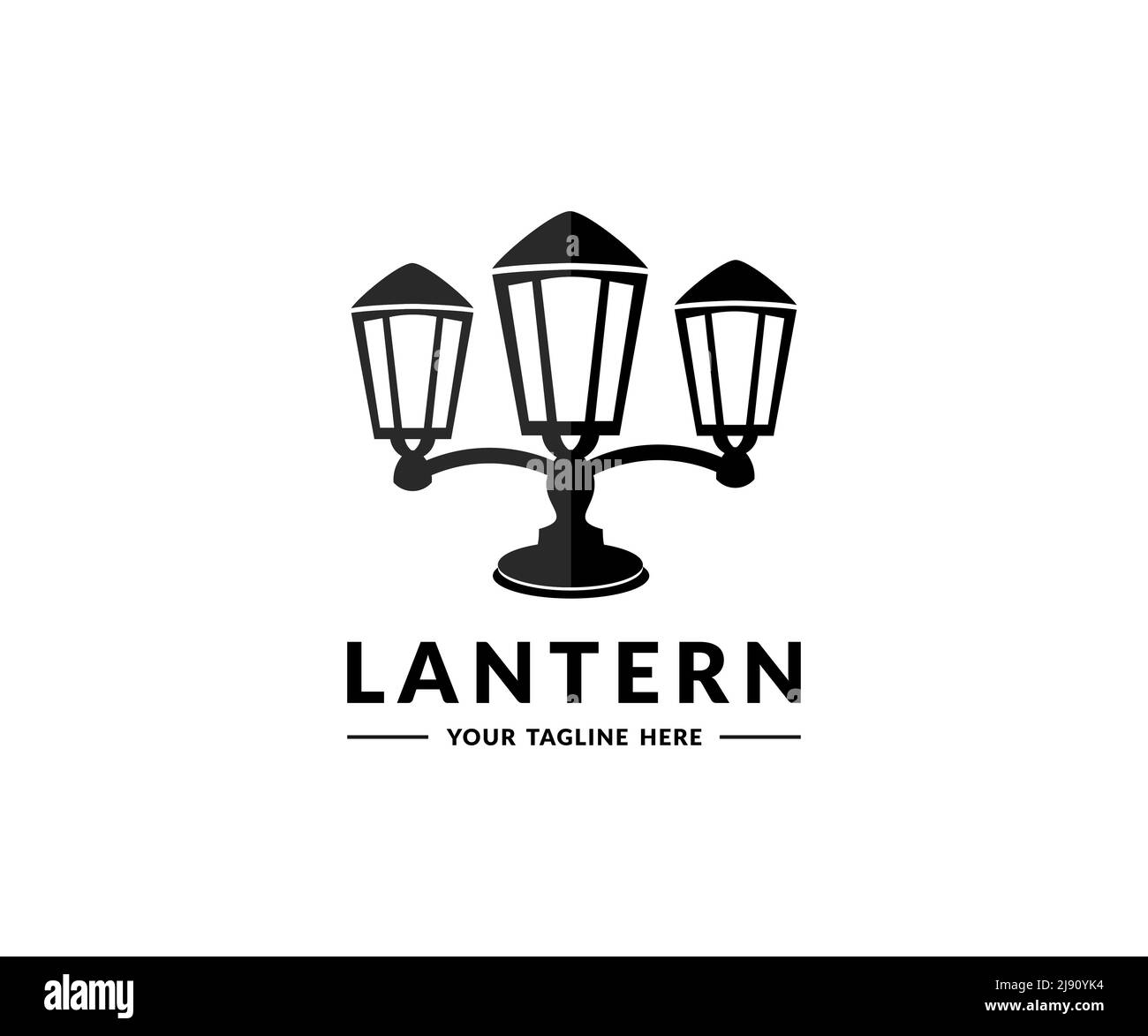 Street lantern silhouettes in retro style, wall sticker logo design. Realistic  old electric street lights, retro iron lamposts with sphere shade for Stock Vector