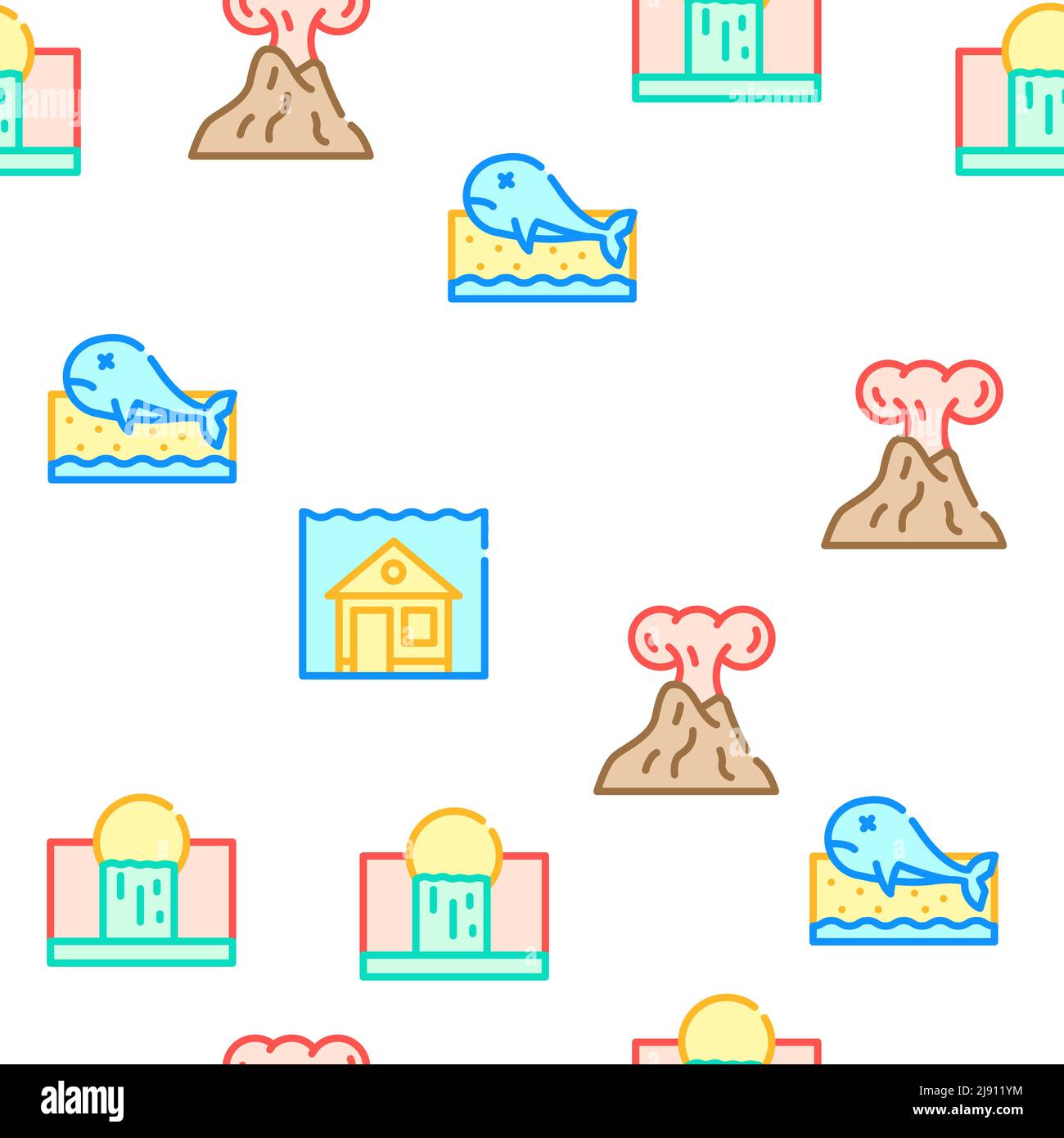 Global Warming Problem Collection Icons Set Vector Stock Vector Image ...