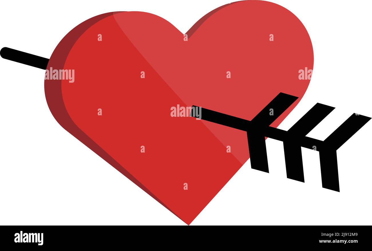 Heart icon in the bow and arrow. Simple vector. Editable vector. Stock Vector