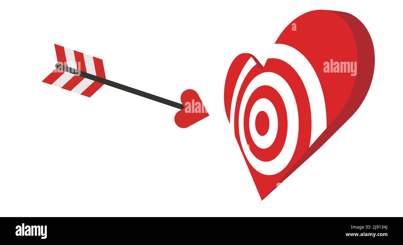 Heart Target and Heart Bow Art. Editable vector. Stock Vector