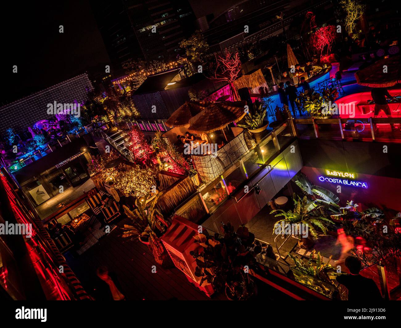Neon lit nightlife in downtown Taipei Stock Photo