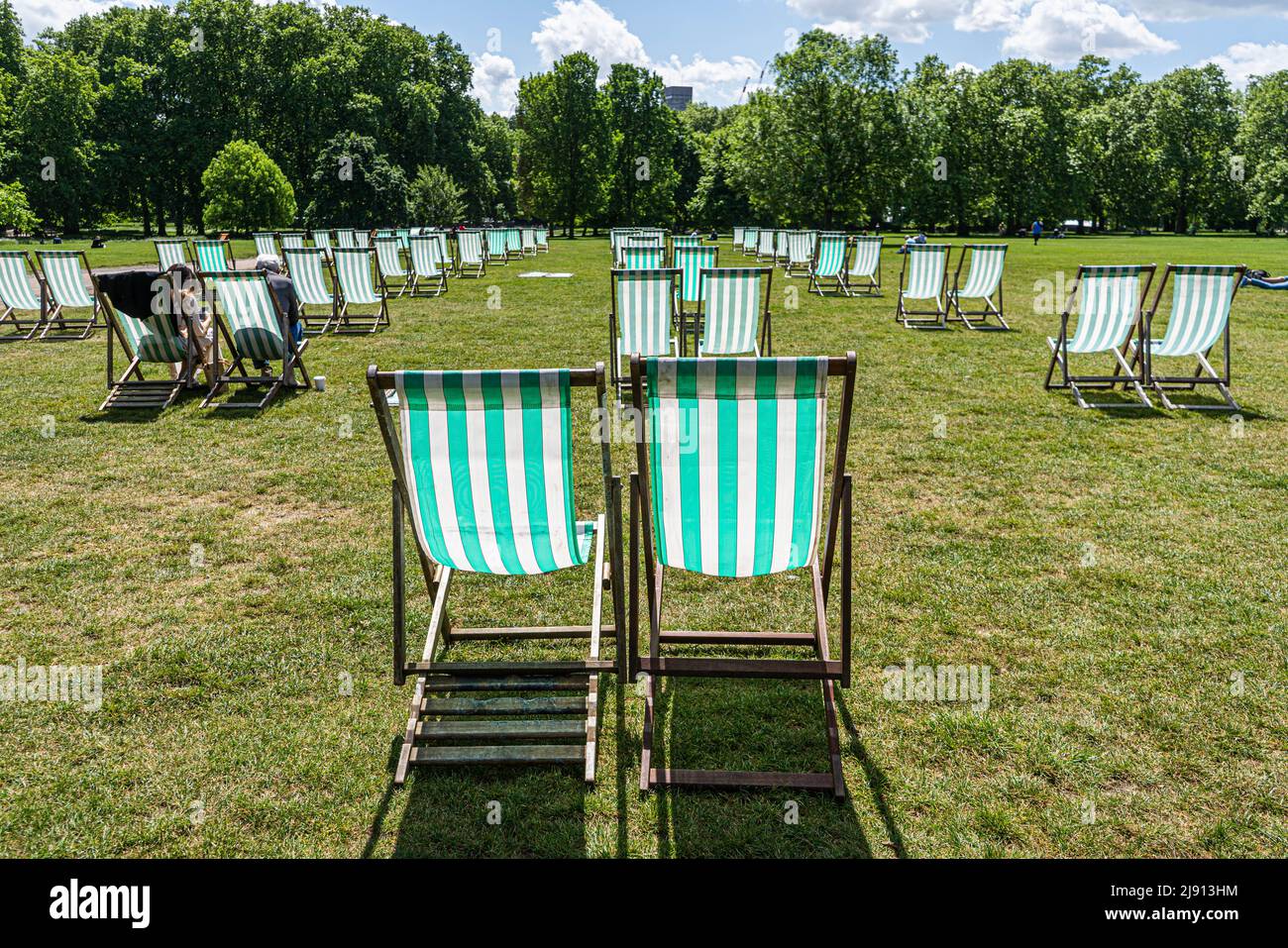 19 May 2022. Deckchairs in Green Park London Stock Photo Alamy