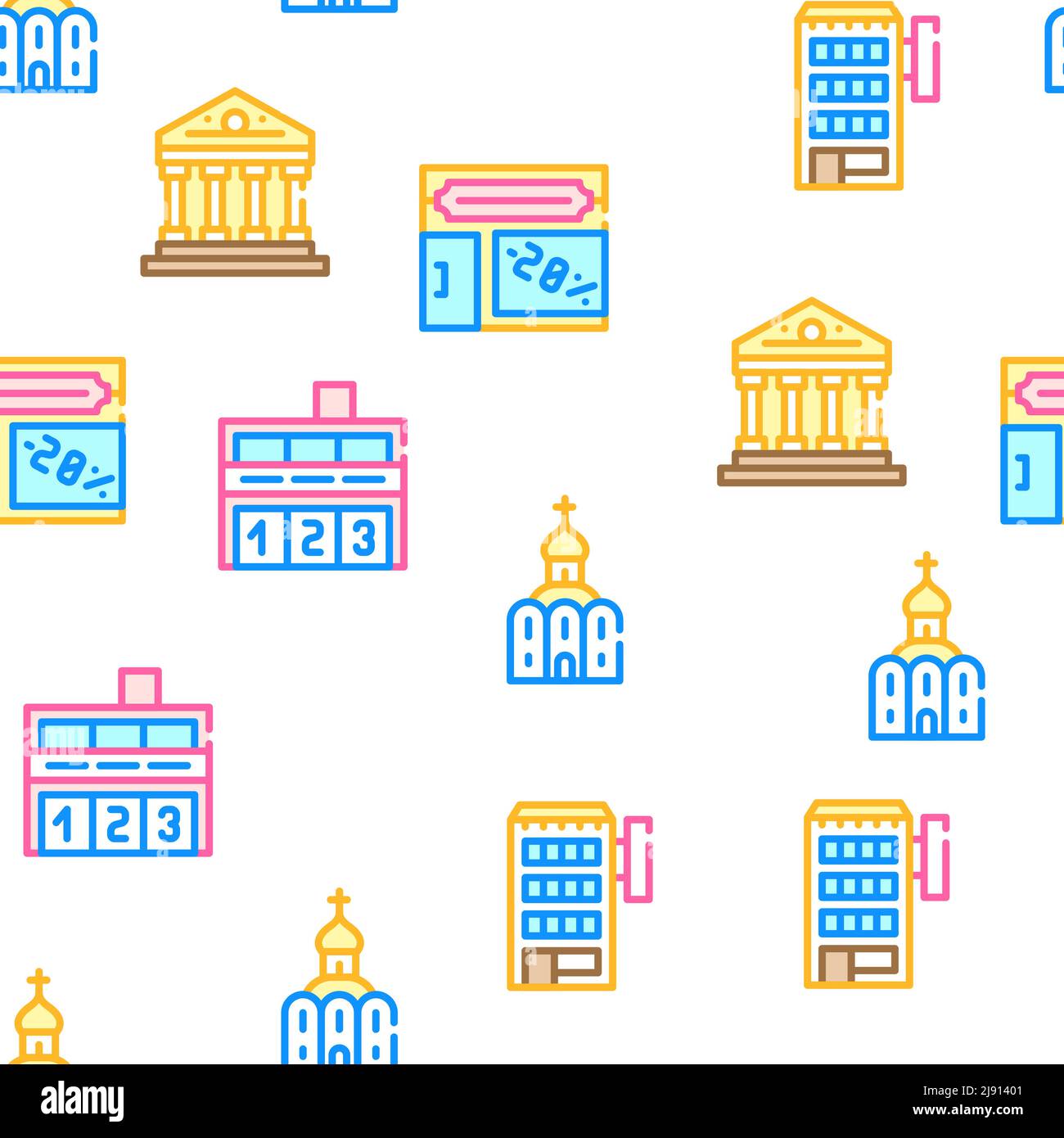 Building Architecture Collection Icons Set Vector Illustrations Stock ...