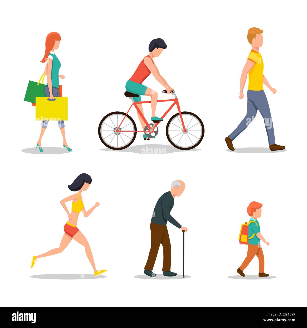 People on street in flat style design Stock Vector
