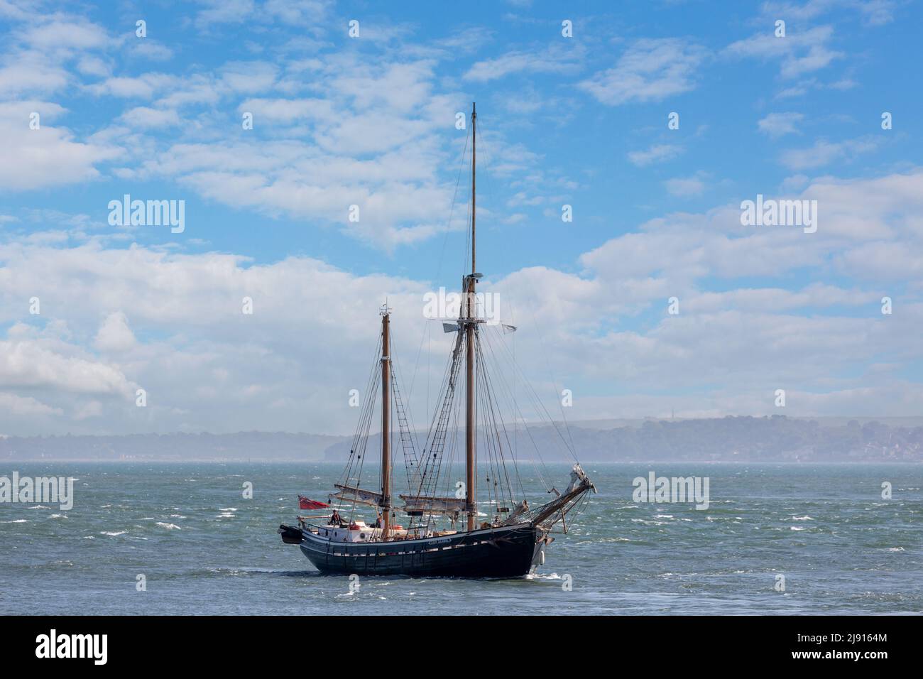 Sail training ship Queen Galadriel crossing the Solent Stock Photo