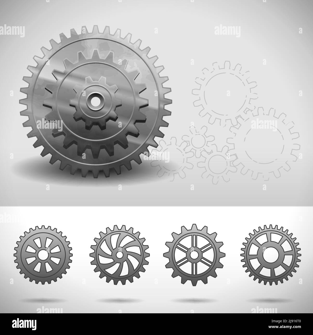 Gear Wheels, Cogwheels with different numbers of teeth. EPS10 opacity Stock Vector Image & Art