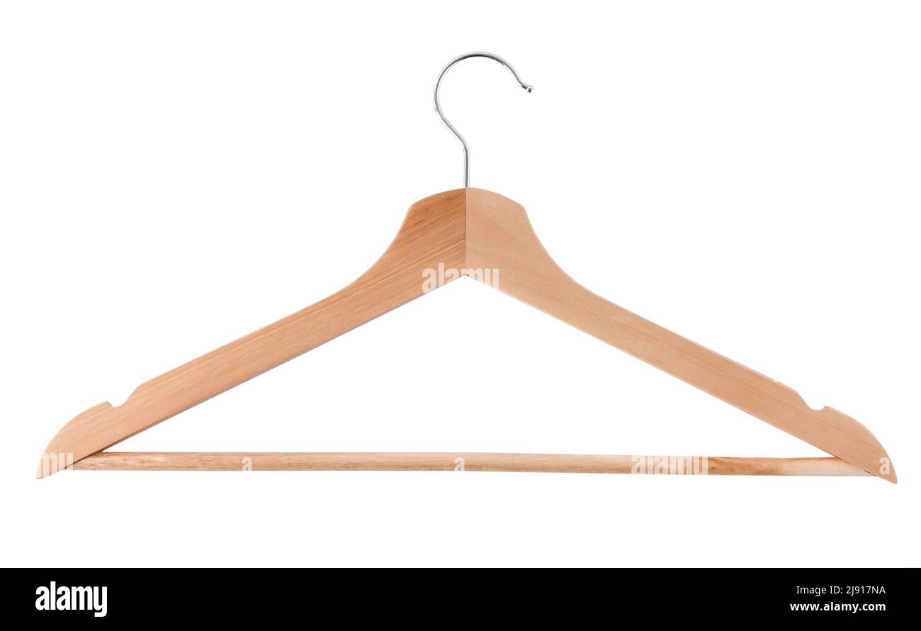 Hangers for clothes. Hanger isolated on white background. Wooden