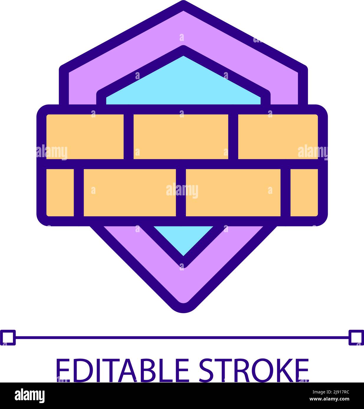 Firewall pixel perfect RGB color icon Stock Vector