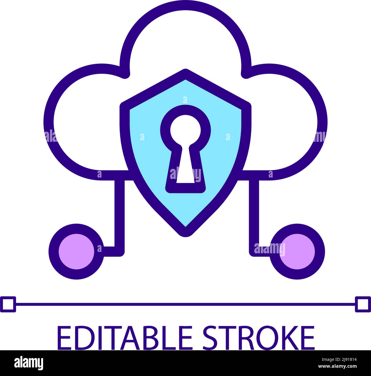 Cloud security pixel perfect RGB color icon Stock Vector