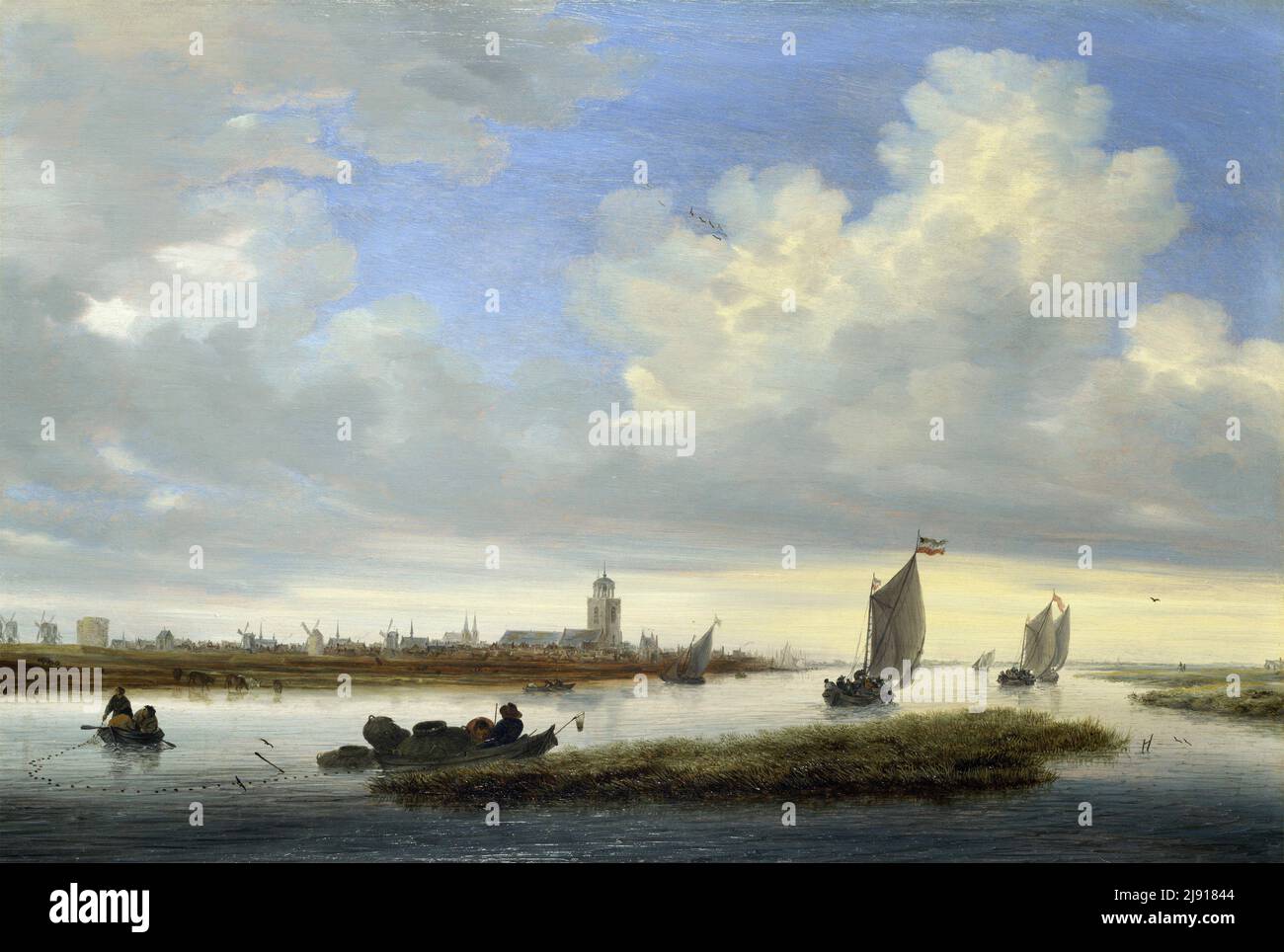 A View of Deventer seen from the North-West by Salomon Jacobsz van Ruysdael (c.1602-1670), oil on wood, 1657 Stock Photo