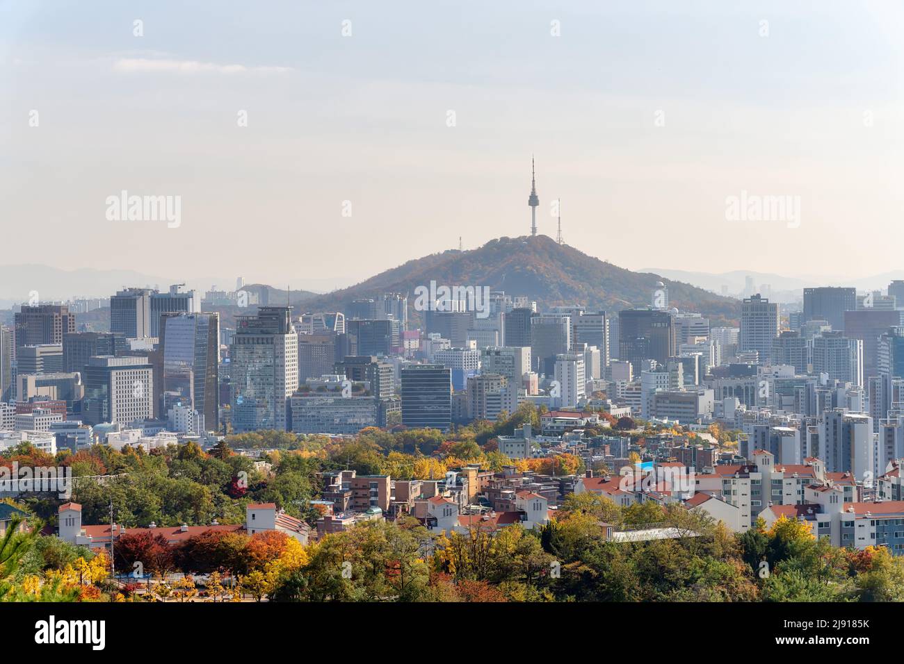 Skyline of Seoul, South Korea, taken in November 2021, post processed using exposure bracketing Stock Photo