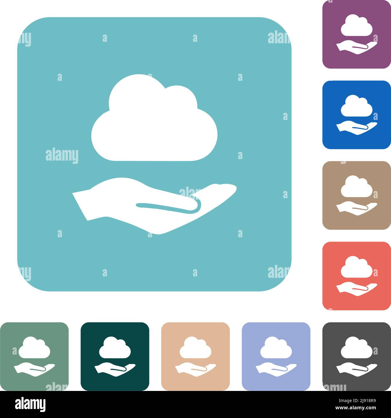 Cloud services white flat icons on color rounded square backgrounds ...
