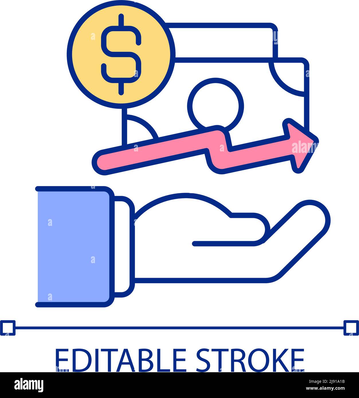 Increasing profitability RGB color icon Stock Vector