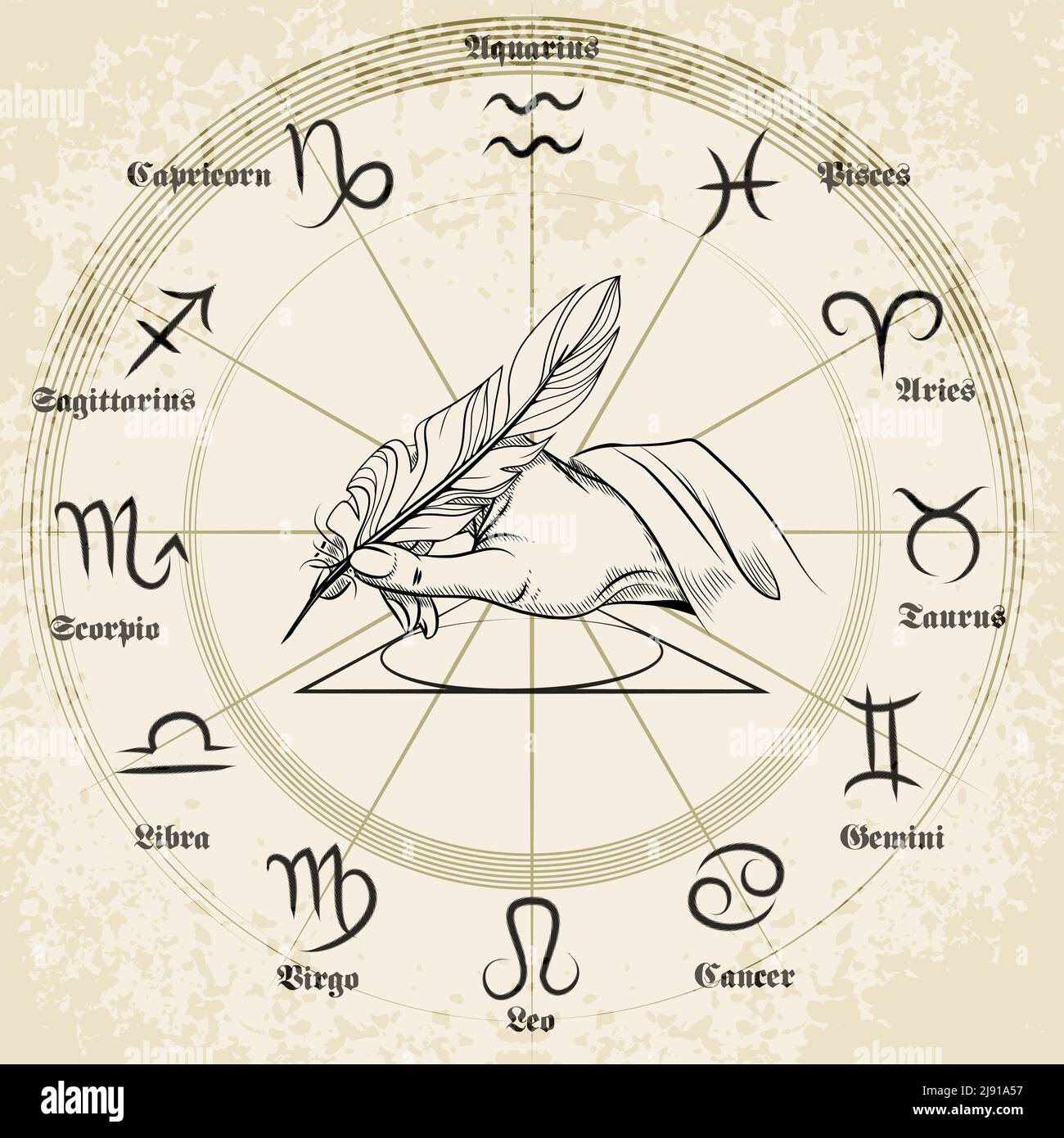 Hand Drawn Zodiac Icons Set Fish And Pisces Scorpio And Aquarius Aries And Virgo Vector