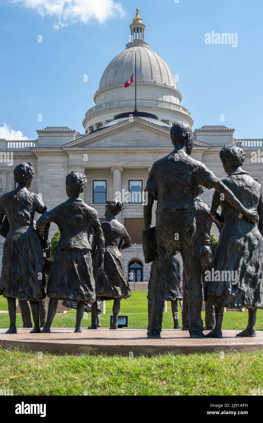 Testament: The Little Rock Nine Memorial on the grounds of the Arkansas State Capitol in Little Rock, Arkansas. (USA) Stock Photo