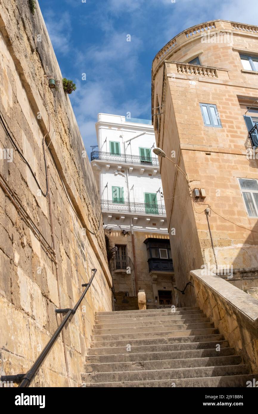 Steps leading to Upper Barrakka Gardens, Valletta, Malta Stock Photo