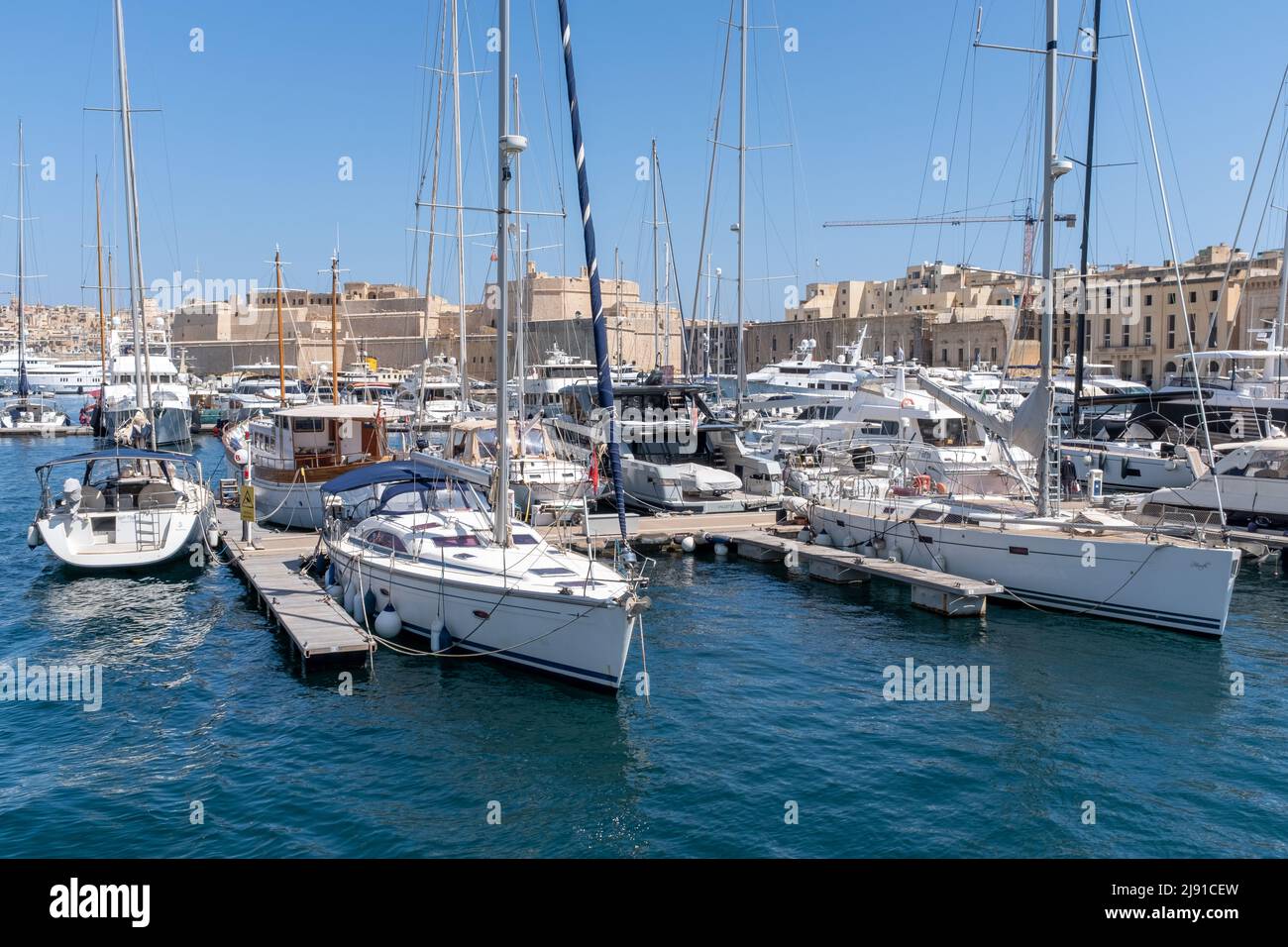 Harbour Waterfront, Vittoriosa (Birgu), The Three Cities, Malta Stock Photo