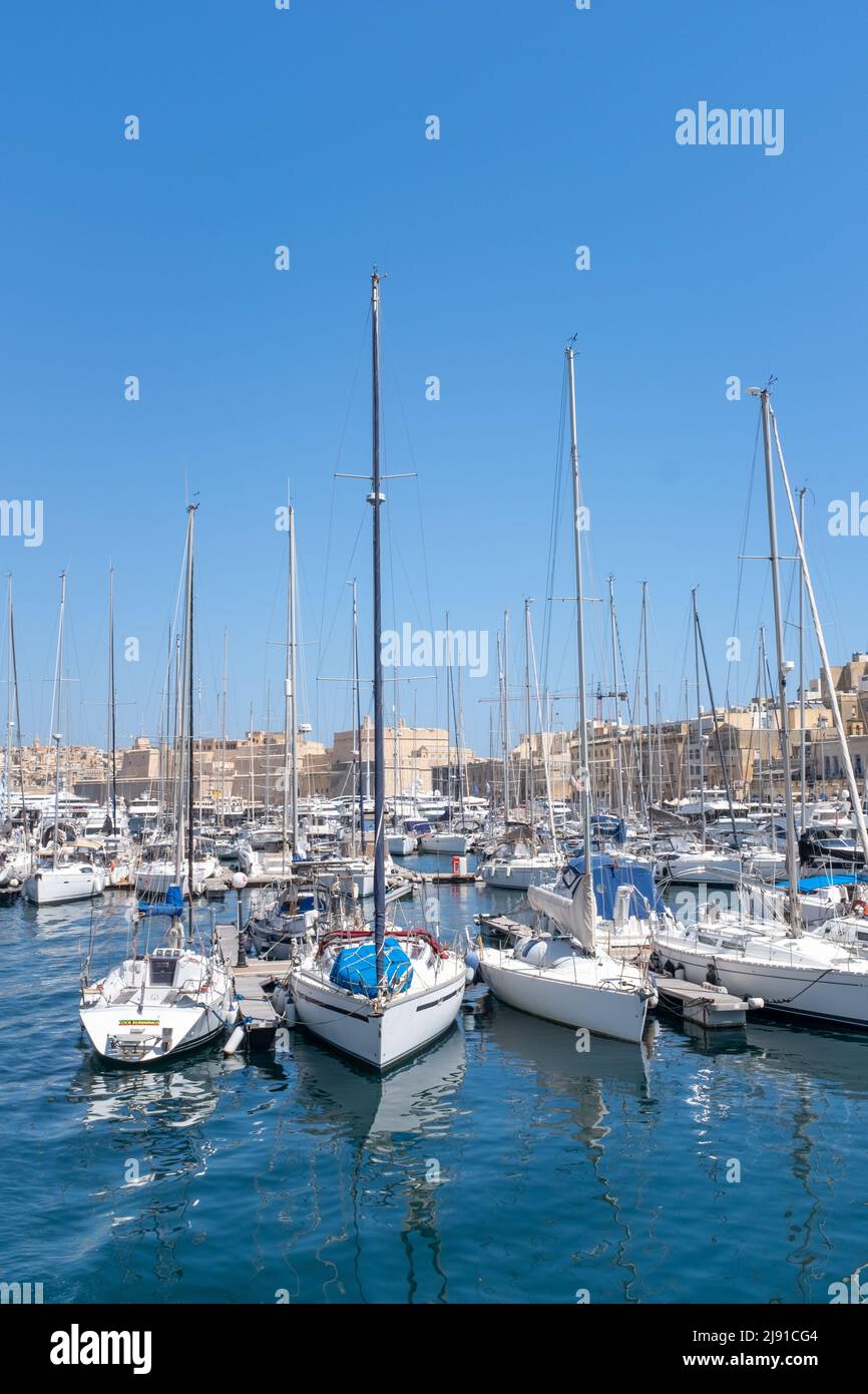 Harbour Waterfront, Vittoriosa (Birgu), The Three Cities, Malta Stock Photo
