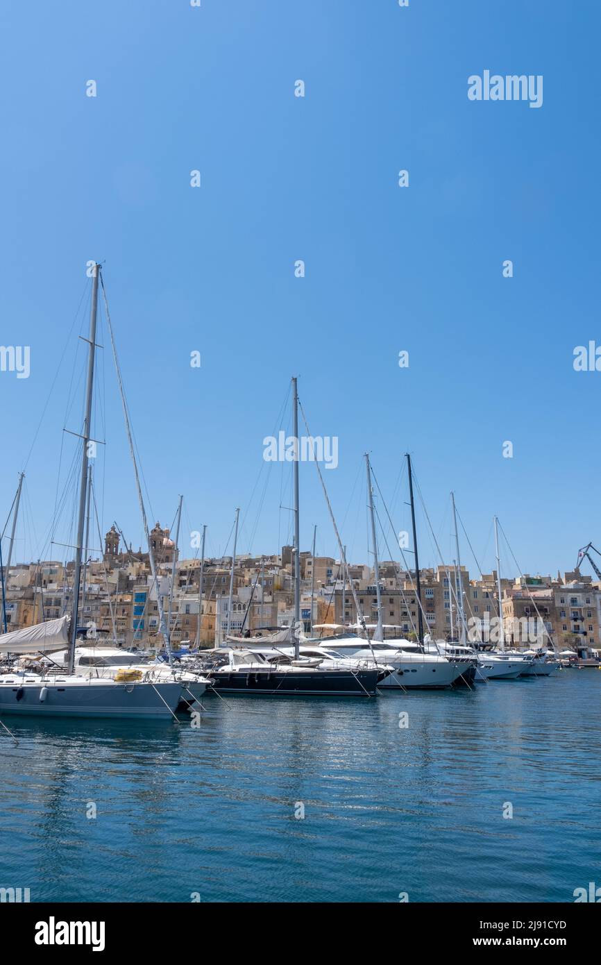 View of Senglea (L'Isla), from Vittoriosa, The Three Cities, Malta Stock Photo