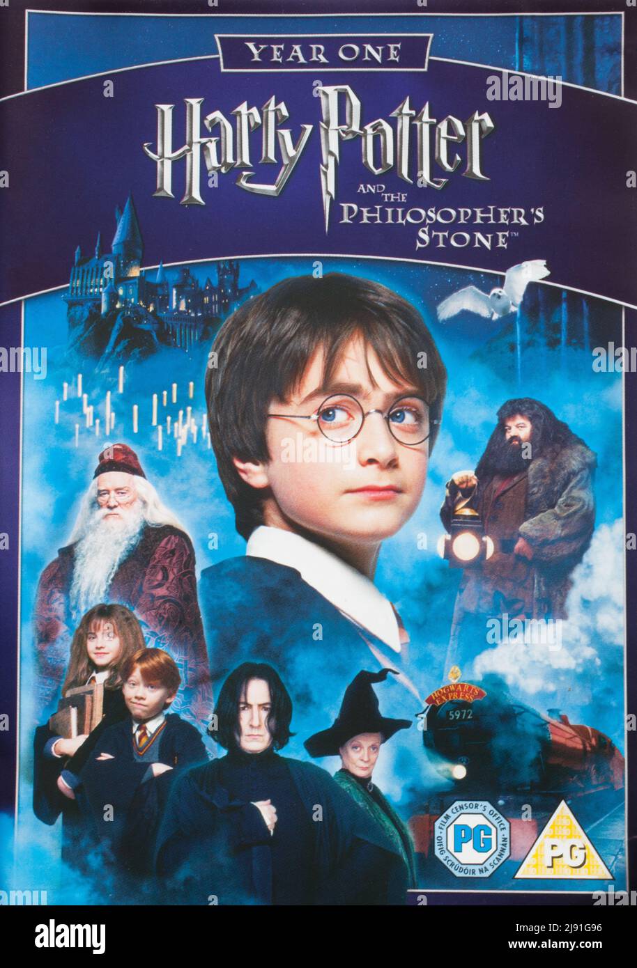 The DVD cover to the movie Harry Potter and the Philosopher's Stone Stock Photo