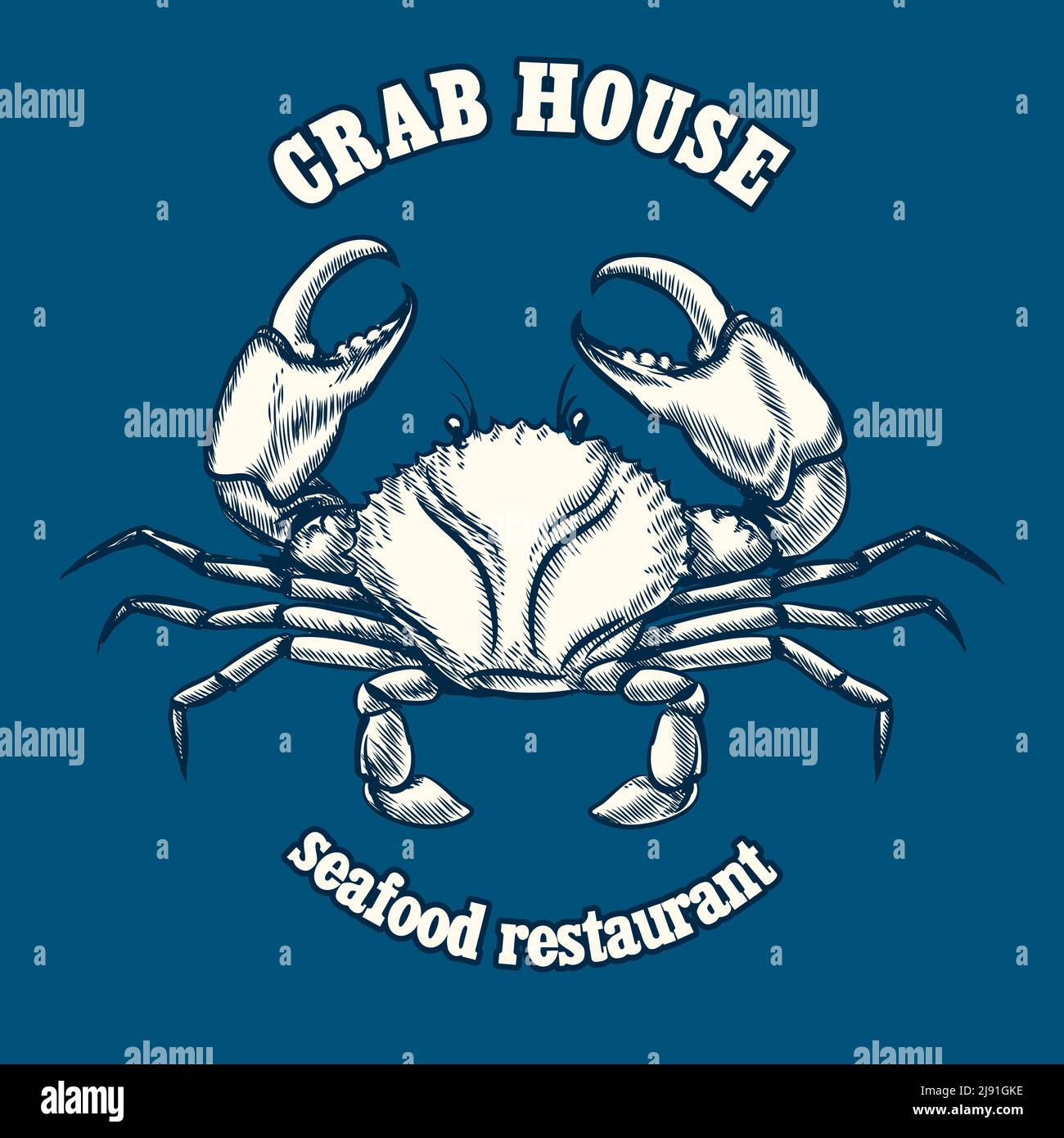 Seafood restaurant logo template with crab. Shellfish icon, template ...