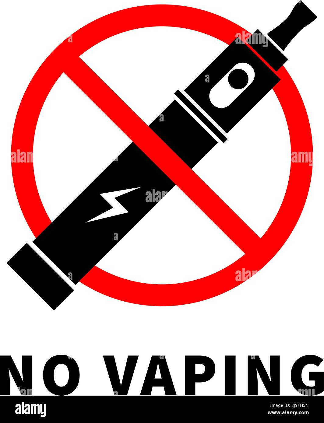 No vaping forbidden sign with electronic cigarette on white Stock Vector