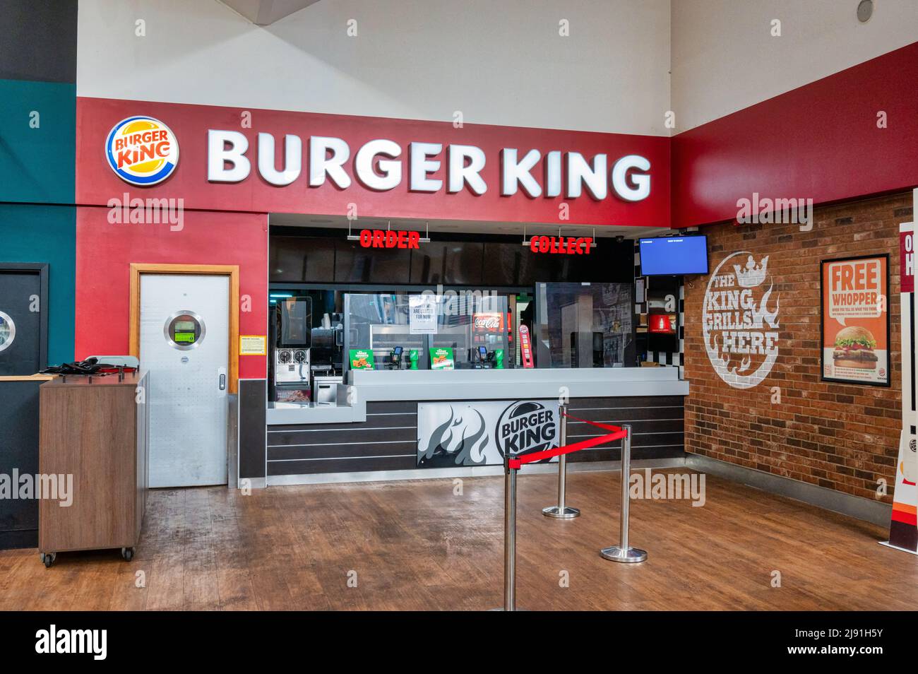 Belfast International Airport, North Ireland- May 3, 2022; Burger King fast food restaurant at Belfast International Airport Stock Photo