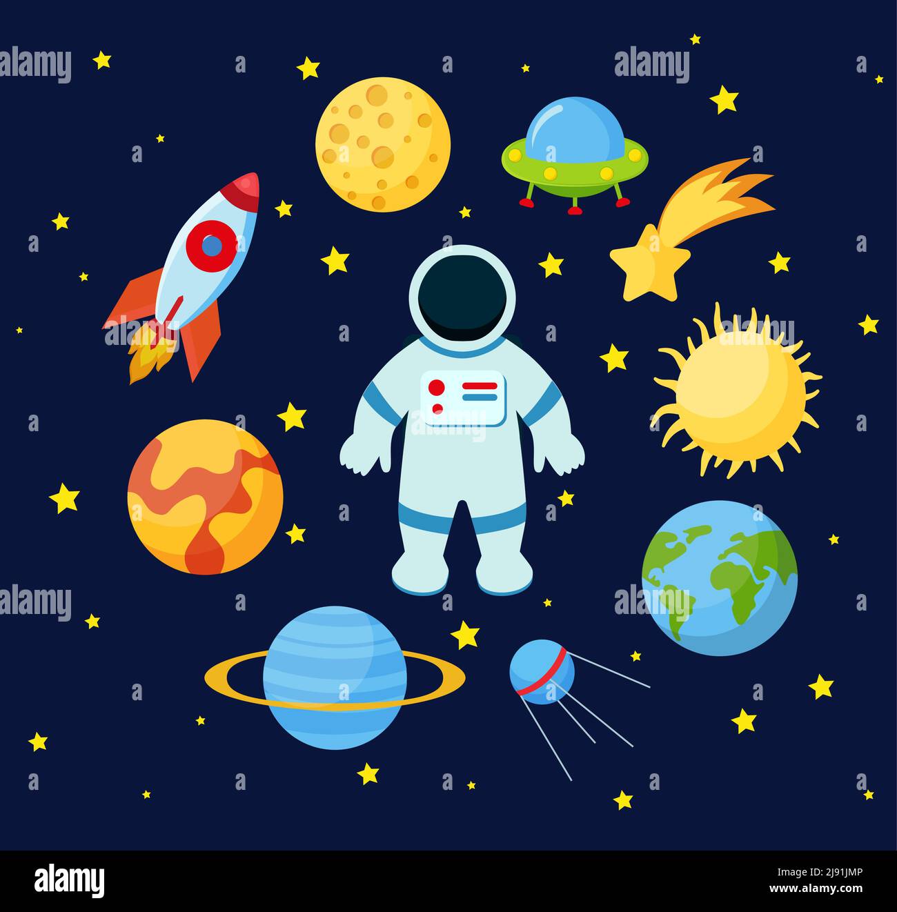 Cartoon Illustration of Space Objects and Fantasy Characters Set Stock  Vector Image & Art - Alamy