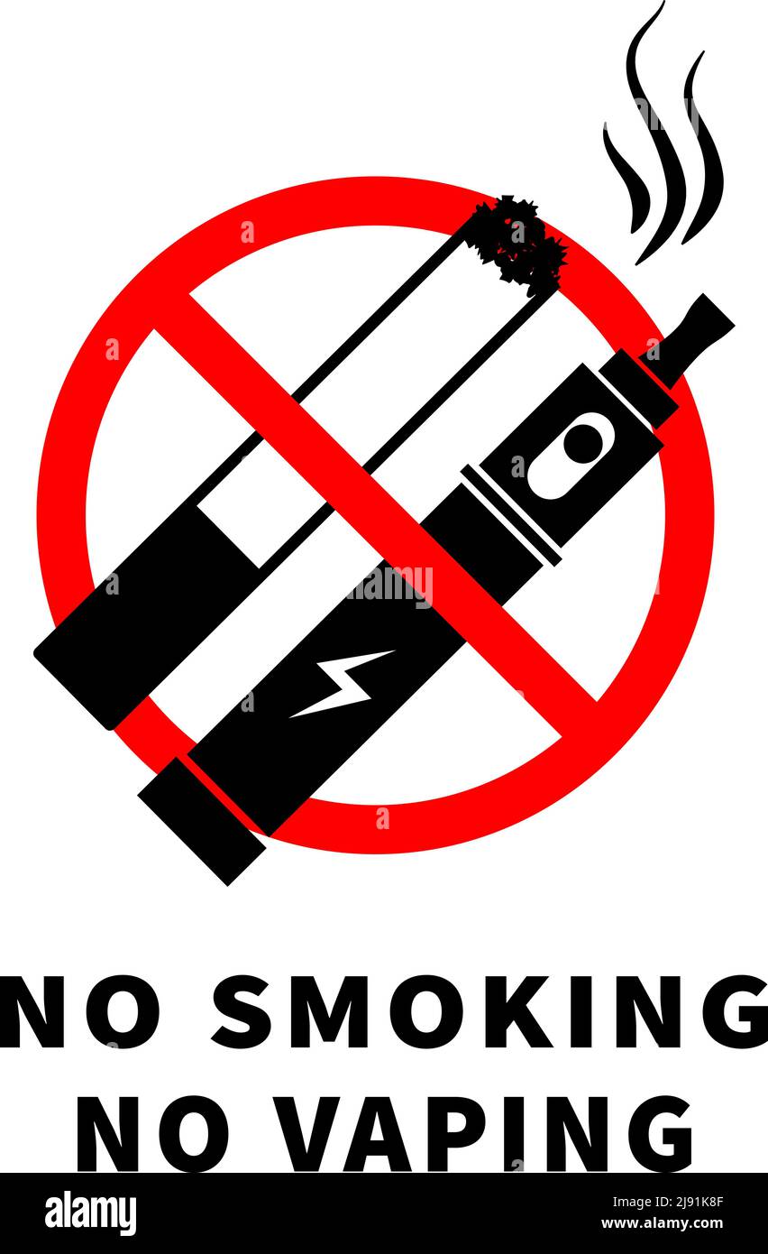 No vaping and smoking, forbidden sign with electronic cigarette on white Stock Vector
