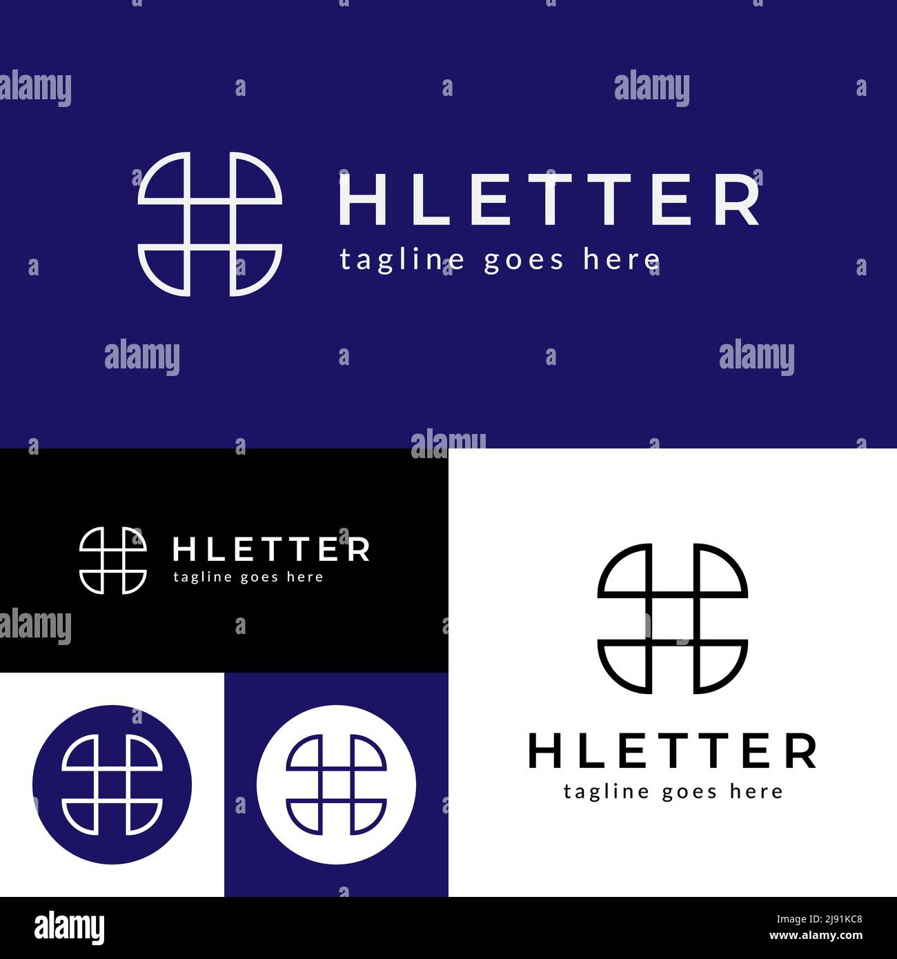 H letter Logo.Round square shape Logo Template.Vector Illustration