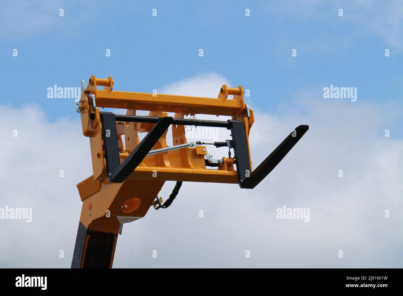 The Arm of a High Reach Hydraulic Fork Lift Truck. Stock Photo