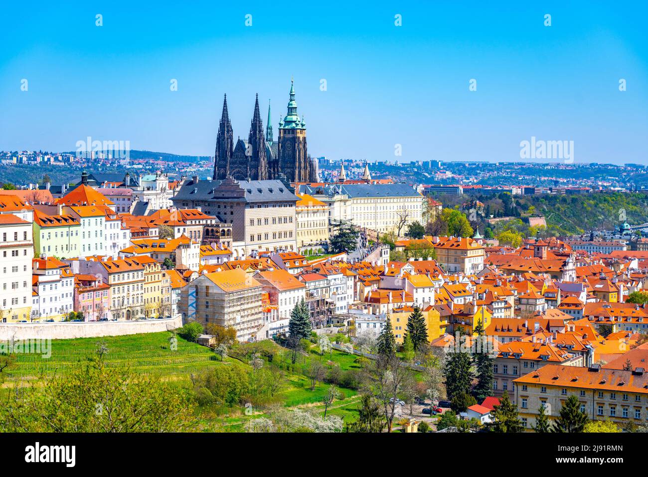 Prague Castle on sunny spring day Stock Photo
