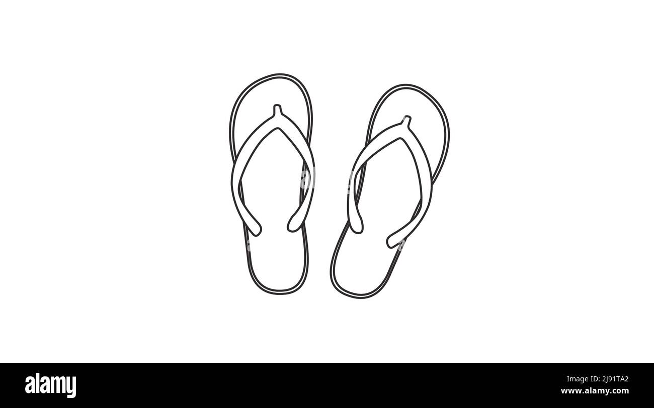 Flip Flops Illustration. Vector isolated linear black and white