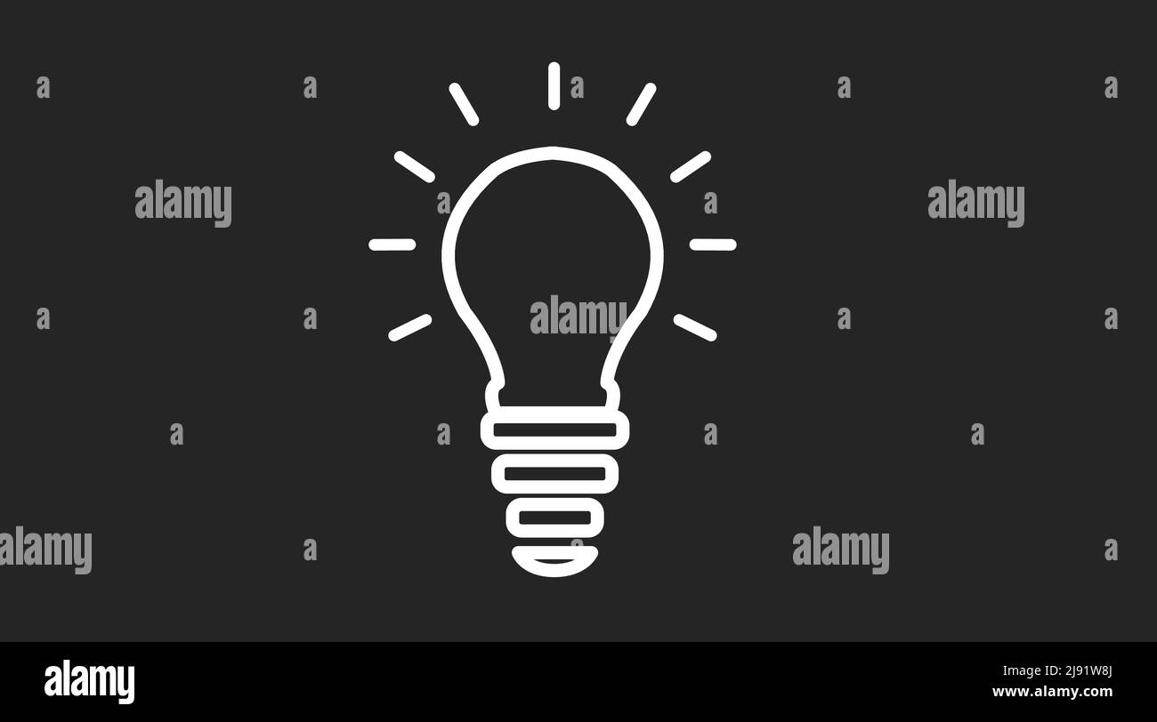Flat vector icon of light bulb. Idea flat vector icon on a black ...