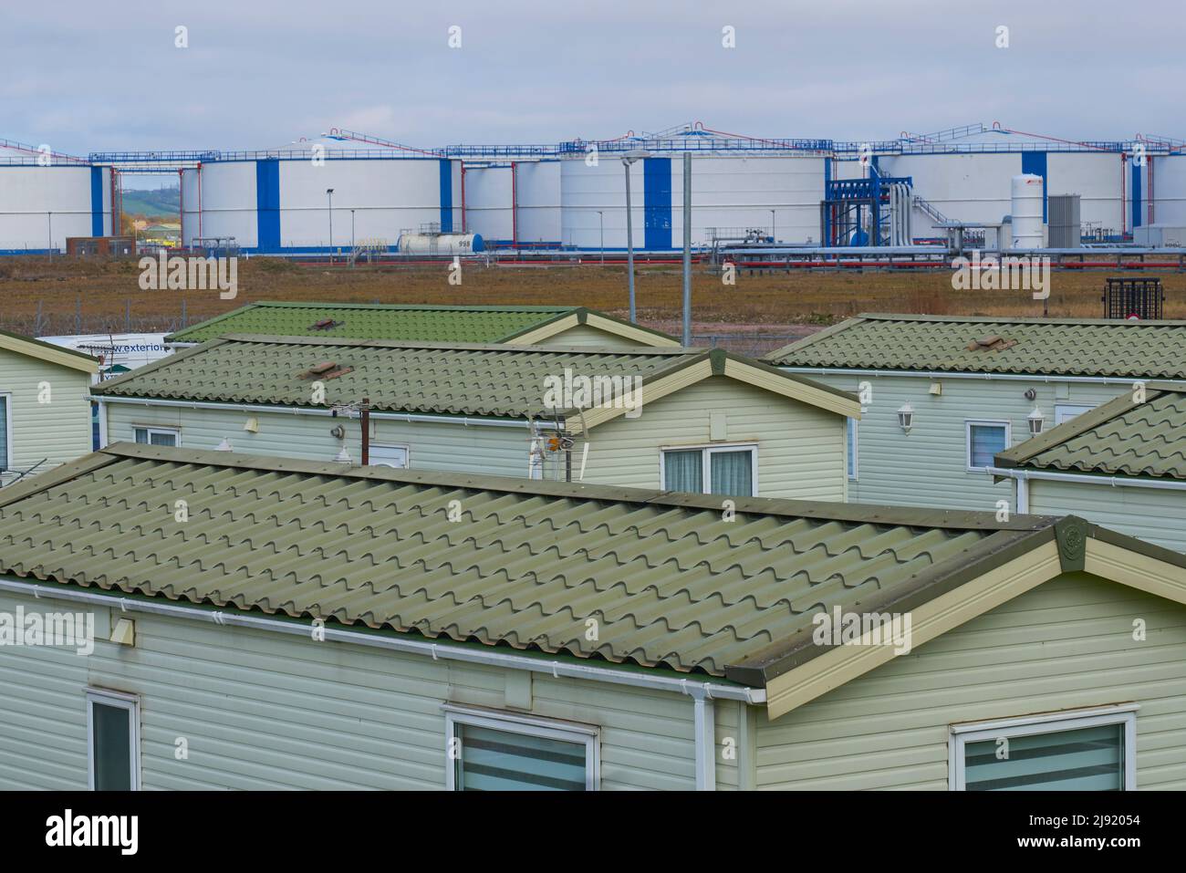 oil storage tanks canvey island Stock Photo Alamy