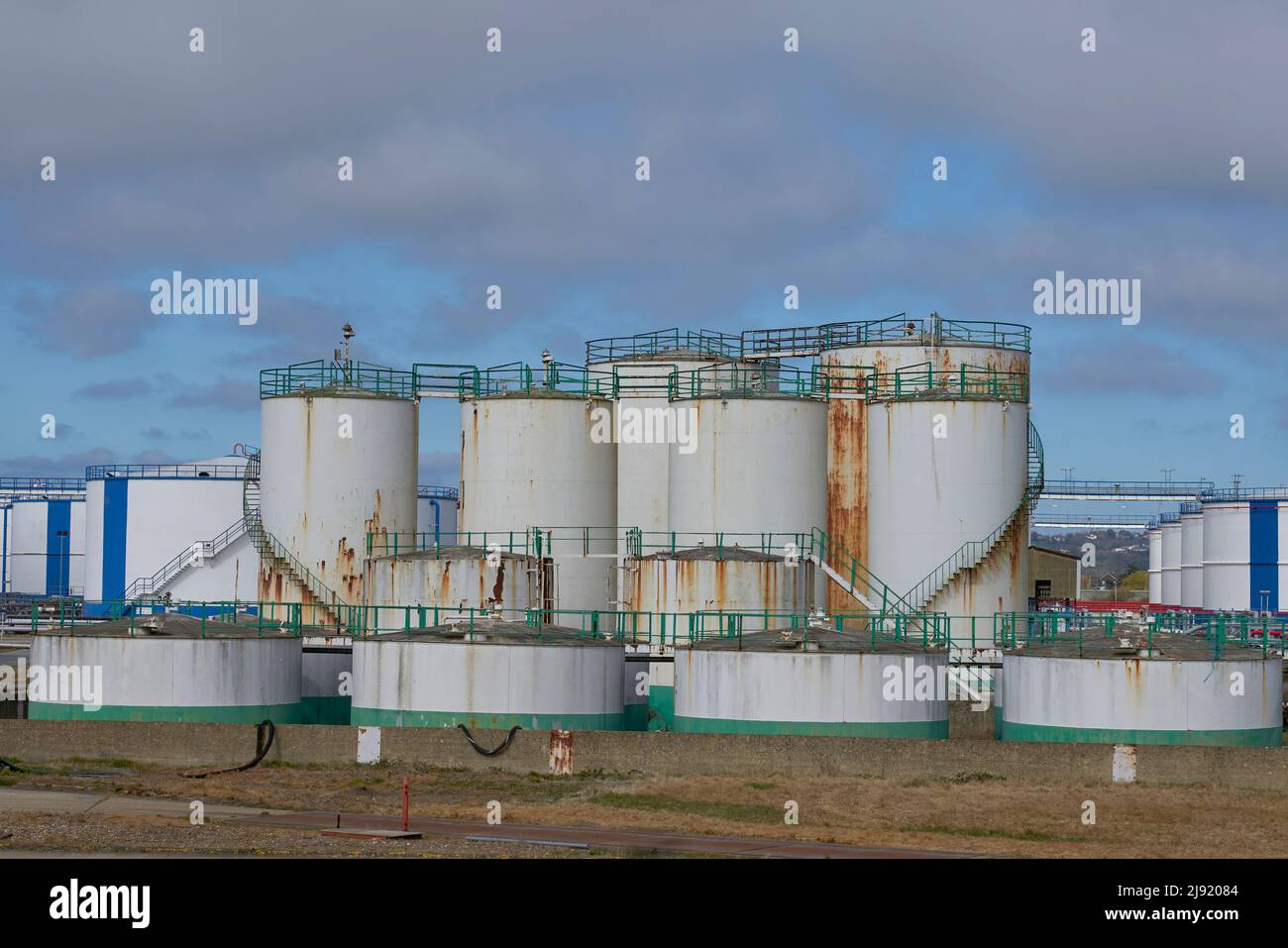 oil storage tanks canvey island Stock Photo Alamy