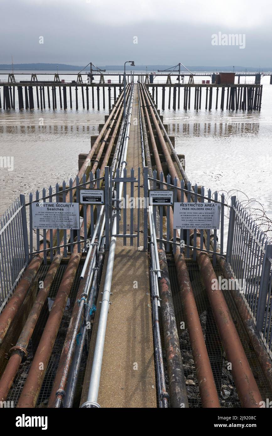 Jetty for oil tankers. Oil jettty in thames Stock Photo